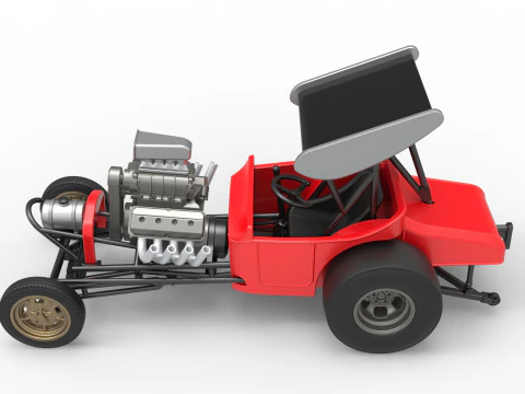 Vintage Winged Front engine dragster Scale 1 to 25 3D Print Model