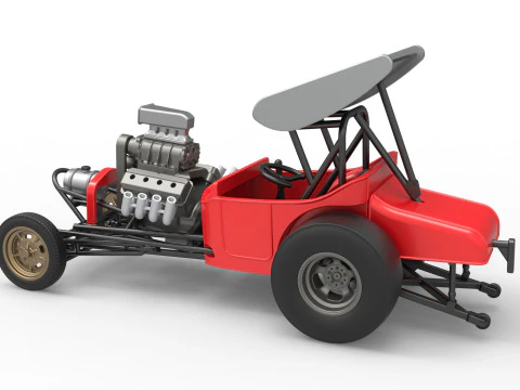 Vintage Winged Front engine dragster Scale 1 to 25 3D Print Model