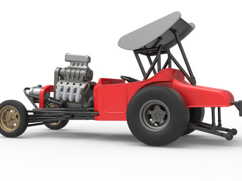 Vintage Winged Front engine dragster Scale 1 to 25 Modelo de Impressão 3D