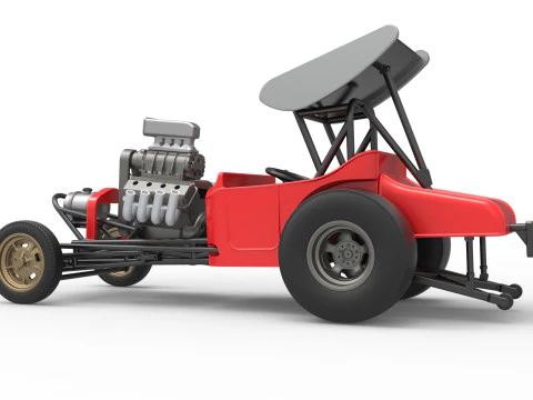 Vintage Winged Front engine dragster Scale 1 to 25 3D Print Model