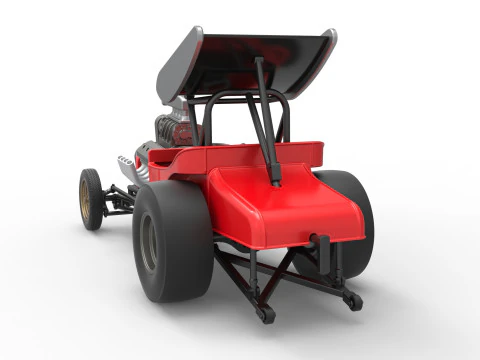 Vintage Winged Front engine dragster Scale 1 to 25 3D Print Model
