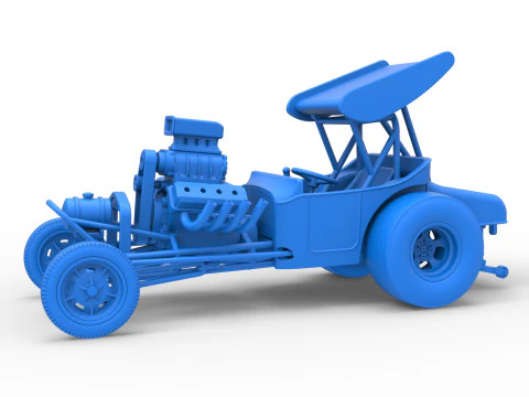 Vintage Winged Front engine dragster Scale 1 to 25 3D Print Model