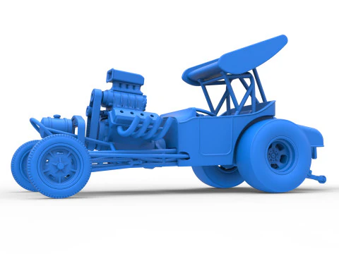 Vintage Winged Front engine dragster Scale 1 to 25 3D Print Model