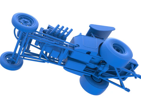 Vintage Winged Front engine dragster Scale 1 to 25 3D Print Model