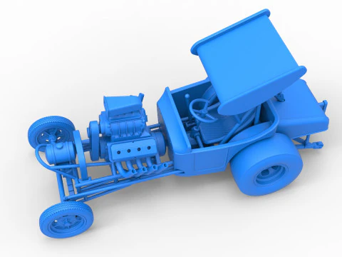 Vintage Winged Front engine dragster Scale 1 to 25 3D Print Model