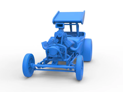 Vintage Winged Front engine dragster Scale 1 to 25 3D Print Model