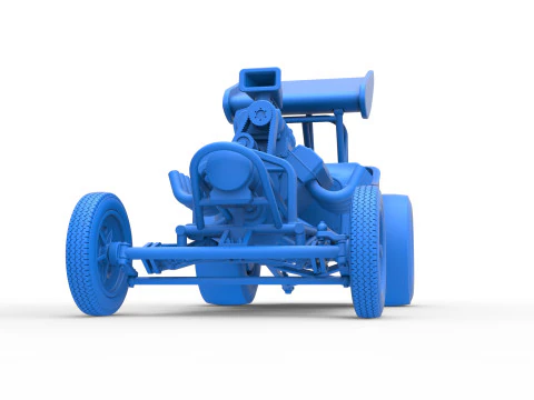 Vintage Winged Front engine dragster Scale 1 to 25 3D Print Model