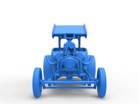 Vintage Winged Front engine dragster Scale 1 to 25 3D Print Model