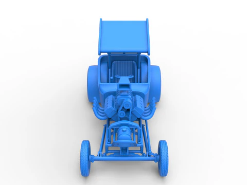 Vintage Winged Front engine dragster Scale 1 to 25 3D Print Model