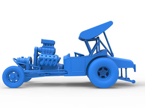 Vintage Winged Front engine dragster Scale 1 to 25 3D Print Model