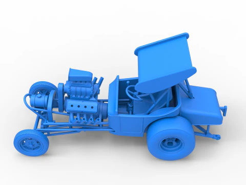Vintage Winged Front engine dragster Scale 1 to 25 3D Print Model