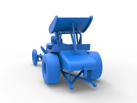 Vintage Winged Front engine dragster Scale 1 to 25 3D Print Model