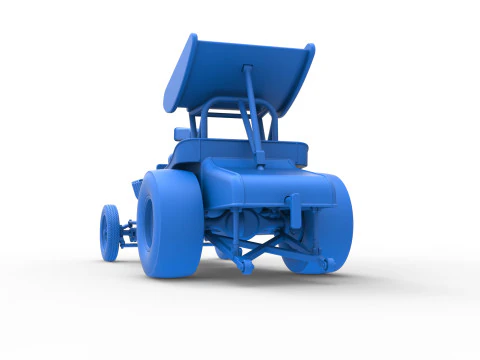 Vintage Winged Front engine dragster Scale 1 to 25 3D Print Model