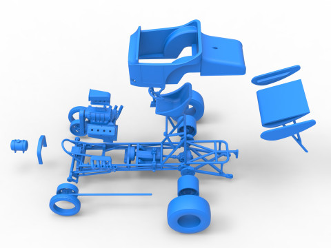 Vintage Winged Front engine dragster Scale 1 to 25 Modelo de Impressão 3D