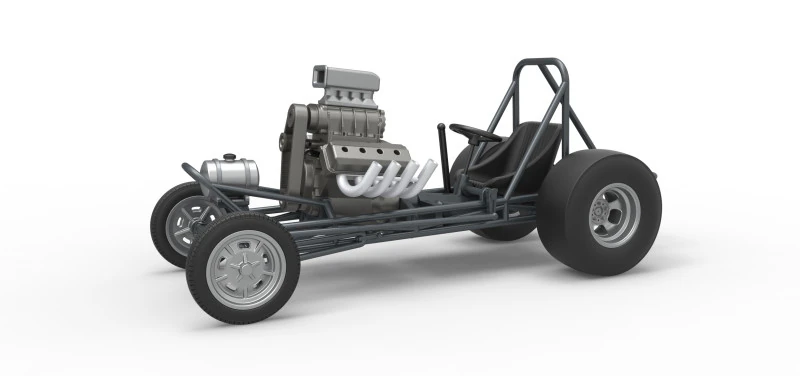 Vintage Front engine dragster Base Scale 1 to 25 3D Print Model .c4d .max .obj .3ds .fbx .stl .blend 