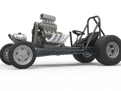 Vintage Front engine dragster Base Scale 1 to 25 3D Print Model