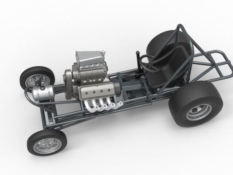Vintage Front engine dragster Base Scale 1 to 25 3D Print Model