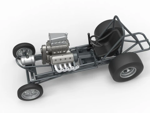 Vintage Front engine dragster Base Scale 1 to 25 3D Print Model