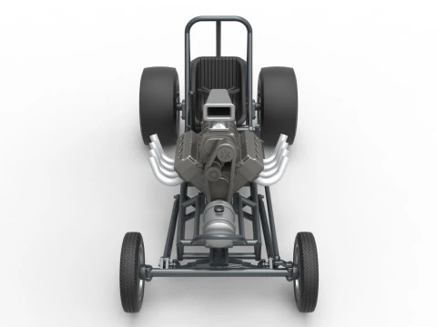 Vintage Front engine dragster Base Scale 1 to 25 3D Print Model