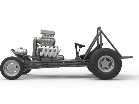 Vintage Front engine dragster Base Scale 1 to 25 3D Print Model