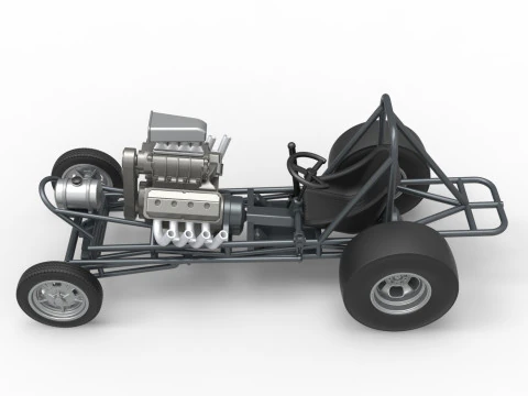 Vintage Front engine dragster Base Scale 1 to 25 3D Print Model