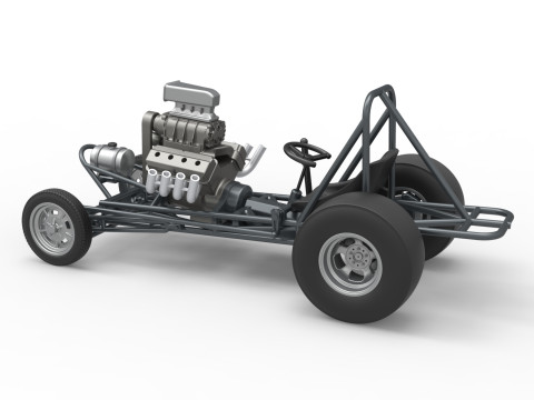 Vintage Front engine dragster Base Scale 1 to 25 3D Print Model