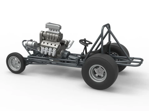 Vintage Front engine dragster Base Scale 1 to 25 3D Print Model