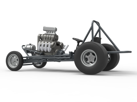 Vintage Front engine dragster Base Scale 1 to 25 3D Print Model