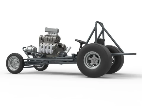Vintage Front engine dragster Base Scale 1 to 25 3D Print Model