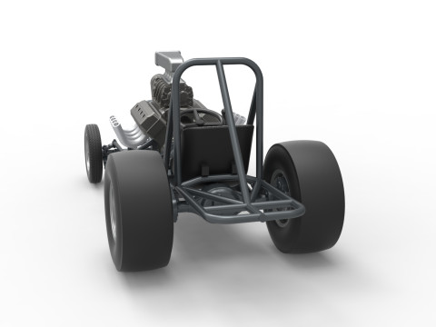 Vintage Front engine dragster Base Scale 1 to 25 3D Print Model