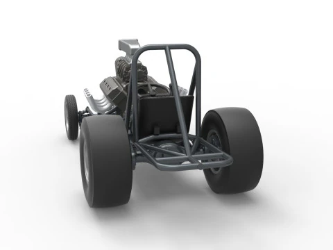 Vintage Front engine dragster Base Scale 1 to 25 3D Print Model