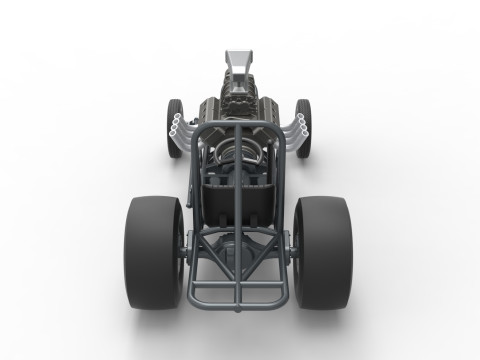 Vintage Front engine dragster Base Scale 1 to 25 3D Print Model