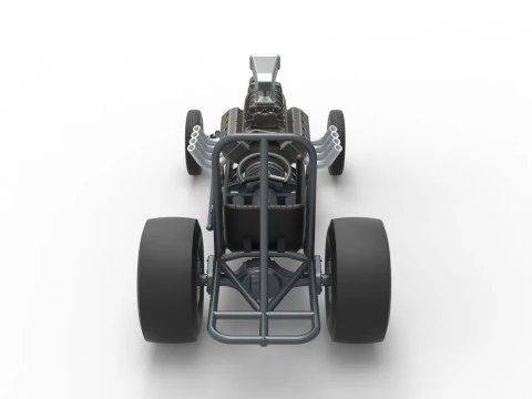 Vintage Front engine dragster Base Scale 1 to 25 3D Print Model