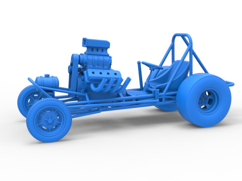 Vintage Front engine dragster Base Scale 1 to 25 3D Print Model