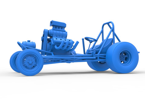 Vintage Front engine dragster Base Scale 1 to 25 3D Print Model
