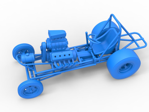 Vintage Front engine dragster Base Scale 1 to 25 3D Print Model