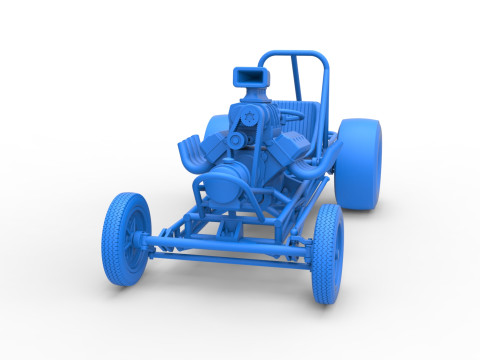 Vintage Front engine dragster Base Scale 1 to 25 3D Print Model