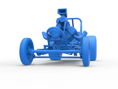 Vintage Front engine dragster Base Scale 1 to 25 3D Print Model