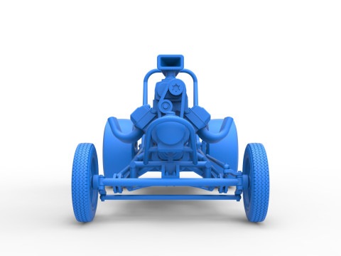 Vintage Front engine dragster Base Scale 1 to 25 3D Print Model
