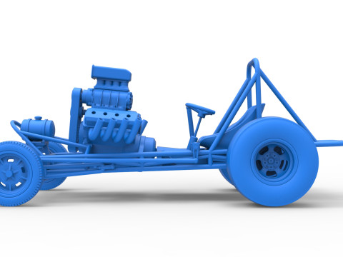 Vintage Front engine dragster Base Scale 1 to 25 3D Print Model