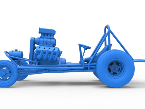 Vintage Front engine dragster Base Scale 1 to 25 3D Print Model
