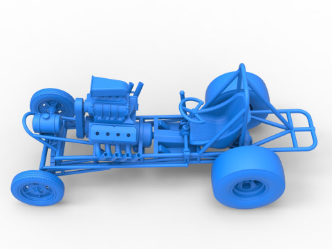 Vintage Front engine dragster Base Scale 1 to 25 3D Print Model