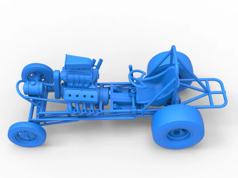 Vintage Front engine dragster Base Scale 1 to 25 3D Print Model