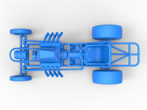 Vintage Front engine dragster Base Scale 1 to 25 3D Print Model