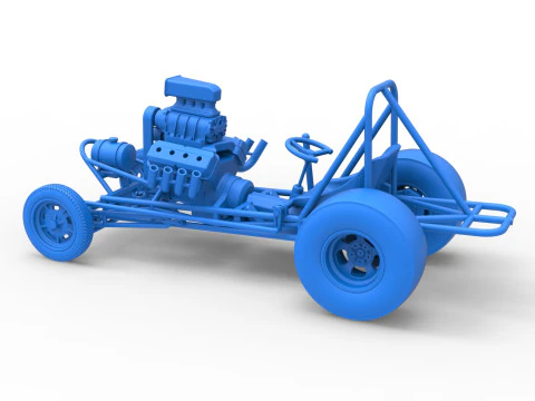 Vintage Front engine dragster Base Scale 1 to 25 3D Print Model