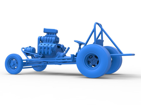 Vintage Front engine dragster Base Scale 1 to 25 3D Print Model