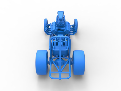 Vintage Front engine dragster Base Scale 1 to 25 3D Print Model