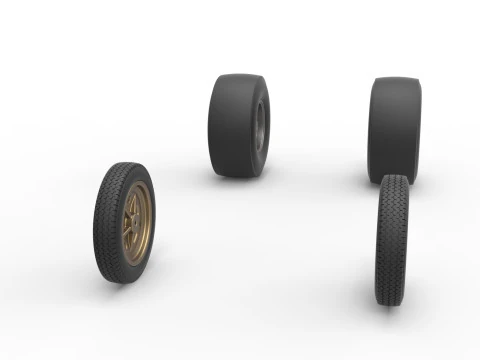 Wheel set of Vintage Front engine dragster Version 2 Scale 1 to 25 3D Print Model
