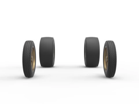 Wheel set of Vintage Front engine dragster Version 2 Scale 1 to 25 3D Print Model