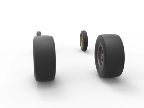 Wheel set of Vintage Front engine dragster Version 2 Scale 1 to 25 3D Print Model